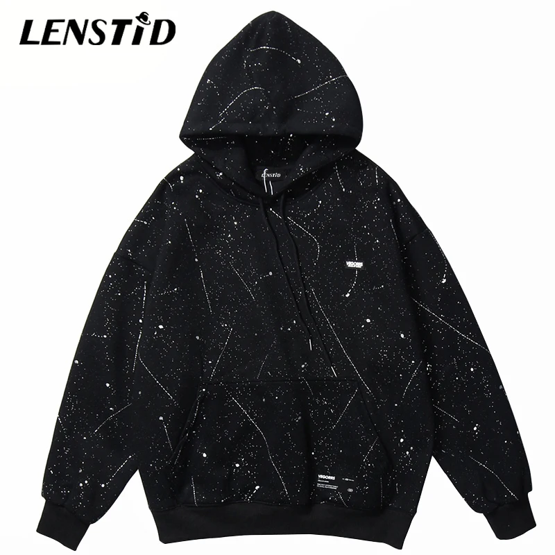 Мужские Зимние флисовые пуловеры LENSTID в стиле хип-хоп толстовки с принтом