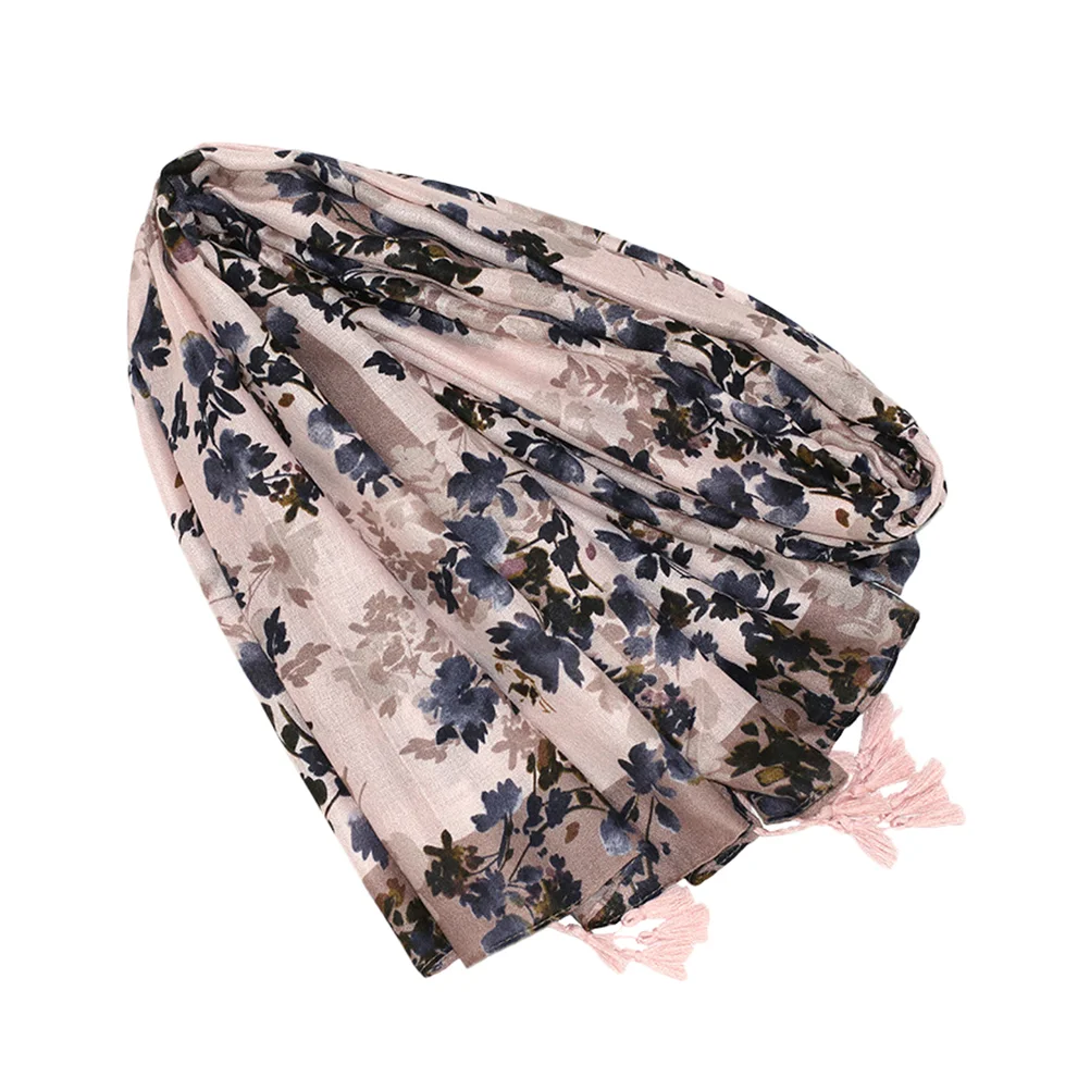 

1 Pc Polyester Printed Scarf Tassel Shawl Printed Shawl Scarf