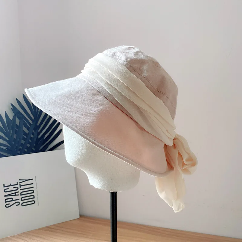 202103-2509157    Women's summer HOLIDAY sunshade fisherman's Hat  LONG RIBBON BOWKNOT GRACEBUCKET   cap