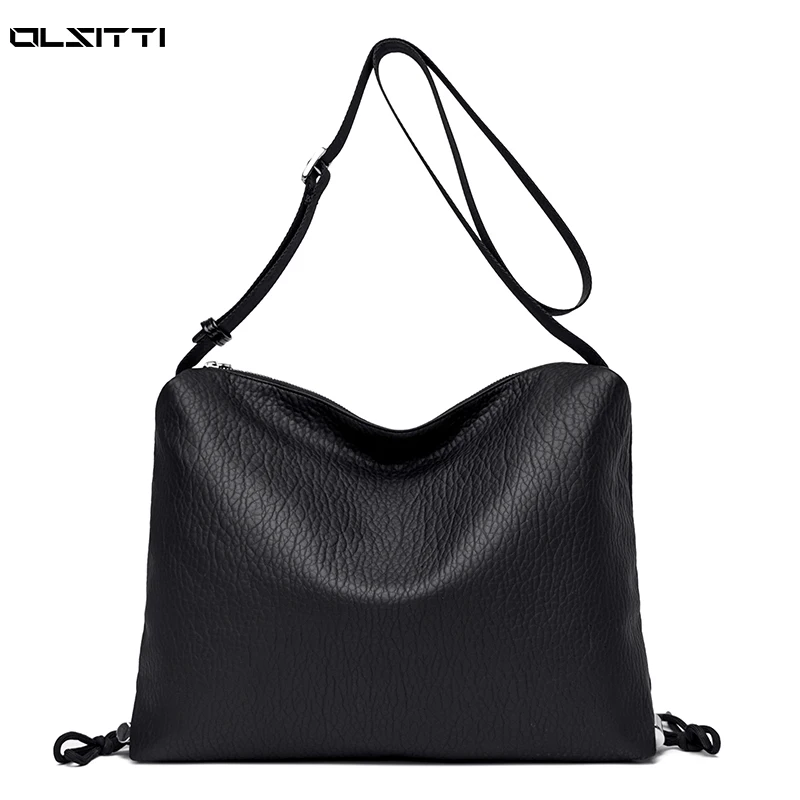 

Genuine Leather SHoulder Bags for Women 2021 New Famous Brand Wide Shoulder Strap Soft Small Women Crossbody Bag Sac Epaule