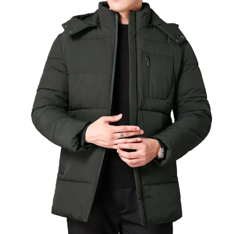 New Men's Winter Down Jacket High Quality Thick Winter Middle-Aged Warm Long Coat Cotton Clothes Men Parkas