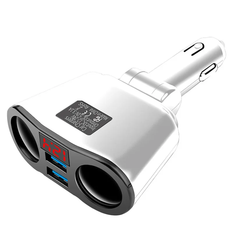 White VIKEFON 4 в 1 USB Автомобильное зарядное устройство розетка для автомобильного прикуривателя Разветвитель 3.1A USB Автомобильное зарядное устройство 90 Вт Обнаружение для телефона MP3 DVR - Тип штекера: White