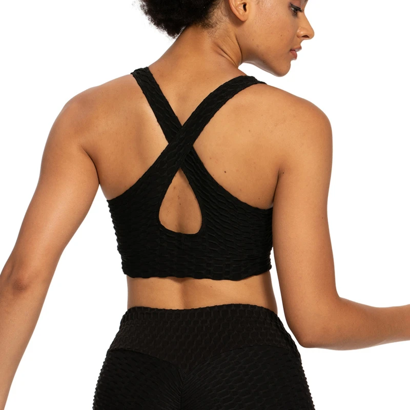 

No Rims Padded Fitness Bra Women Elastic Breathable Shockproof Push Up Bralette Y-line Straps Sexy Bra