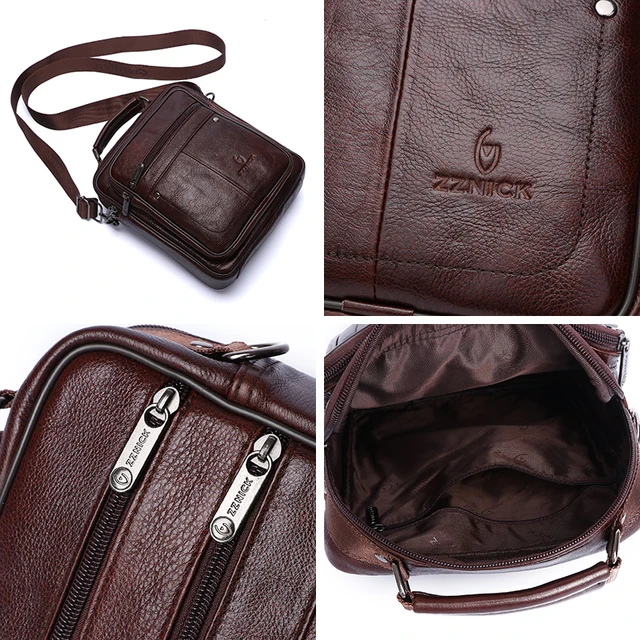 Men's Shoulder Bag Genuine Leather Bag Messenger Bags for Men Shoulder Handbag male Crossbody Bags 2020 Flap Male Handbag ZZNICK 6