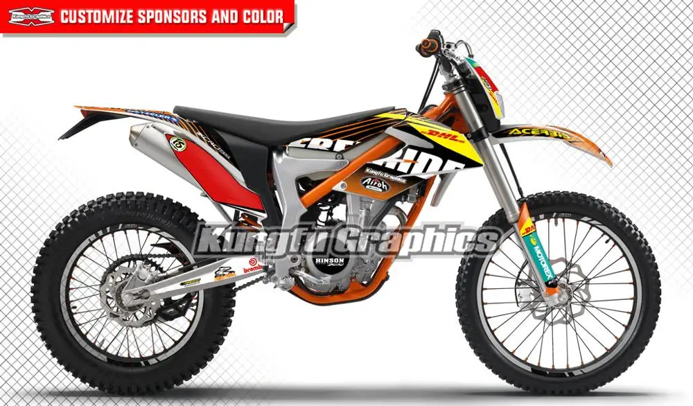Кунг-фу графика персонализированный стикер на заказ MX наклейки комплект автомобиля обертывания для KTM Фрирайд 250R 350 2012 2013