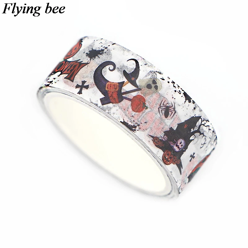 Flyingbee 15 мм X 5 м Бумага васи лента Хэллоуин Тыква клейкая лента DIY Скрапбукинг страшная наклейка этикетка маскирующая лента X0610