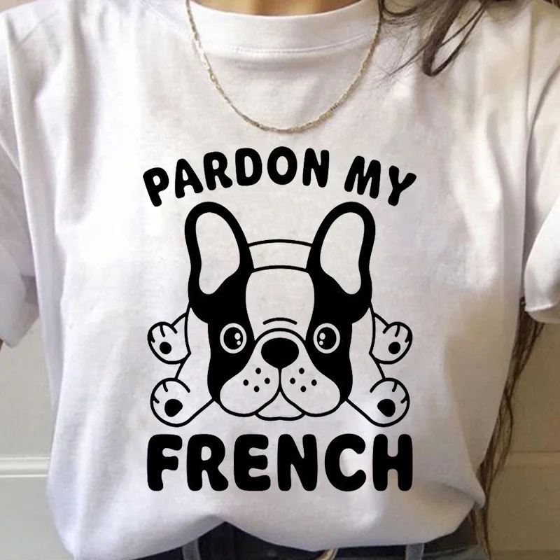 

French Bulldog Kawaii Cartoon T Shirt Women Cute Funny Anime Tshirt Ullzang 90s T-shirt Plus Size Korean Style Female Top Tees