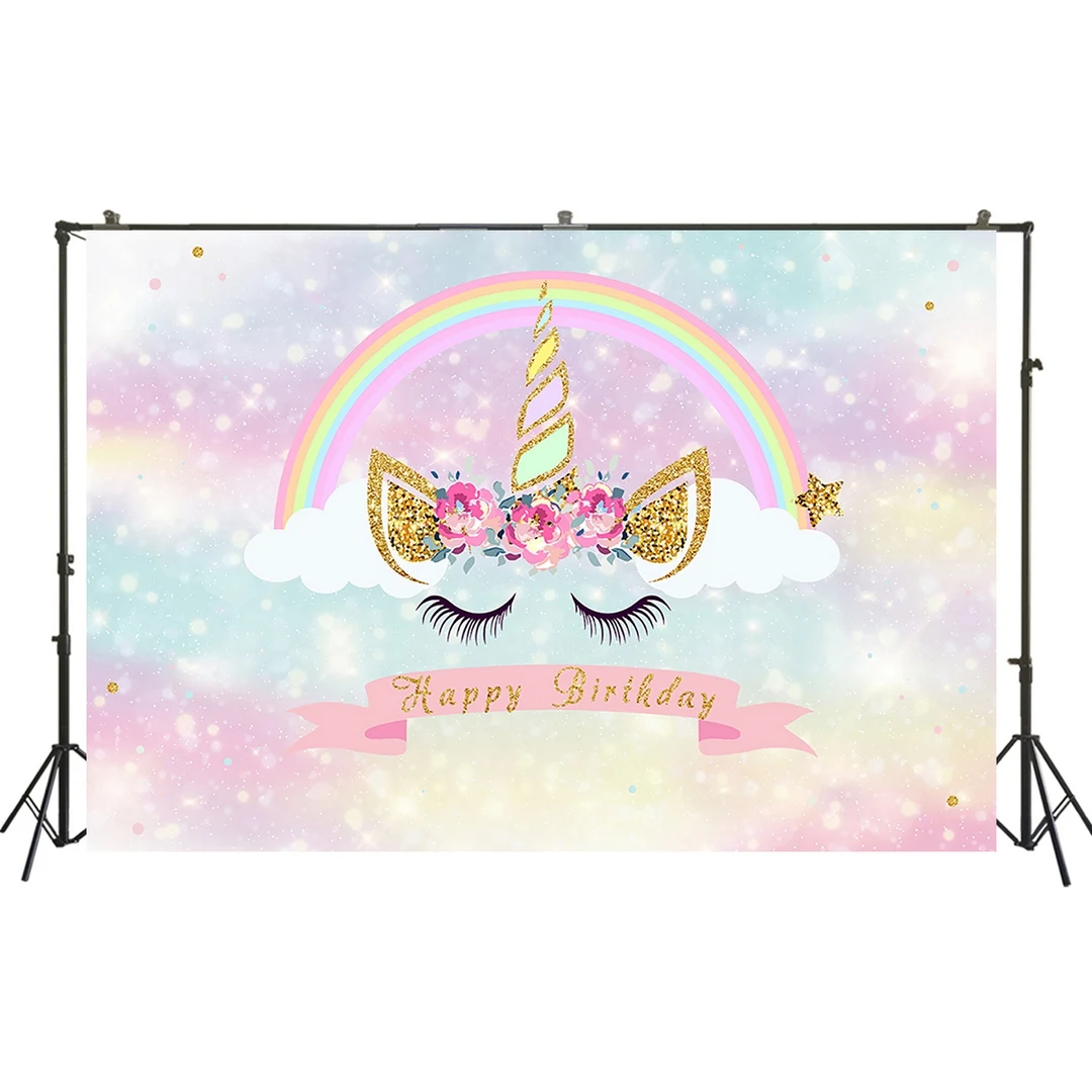

HUAYI Photography Backdrops Birthday Photo Backdrop Unicorn Baby Shower Birthday Party Decor Banner Photography Background W-678