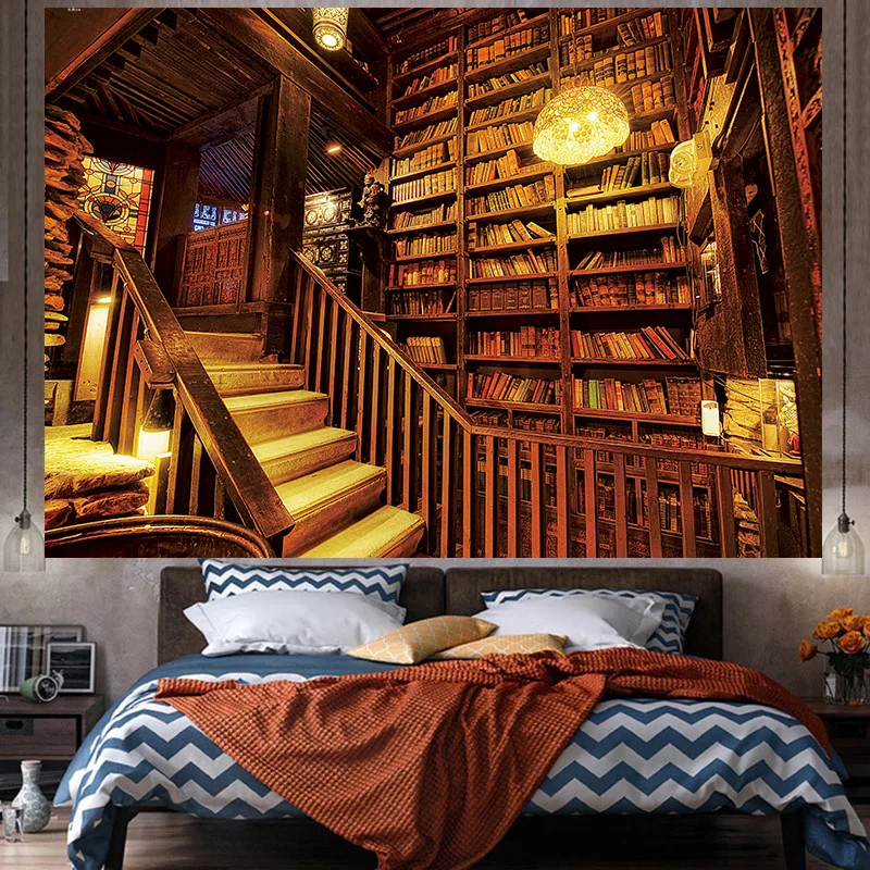 Книжная полка для библиотеки гобелен спальни Настенный Ковер украшение в