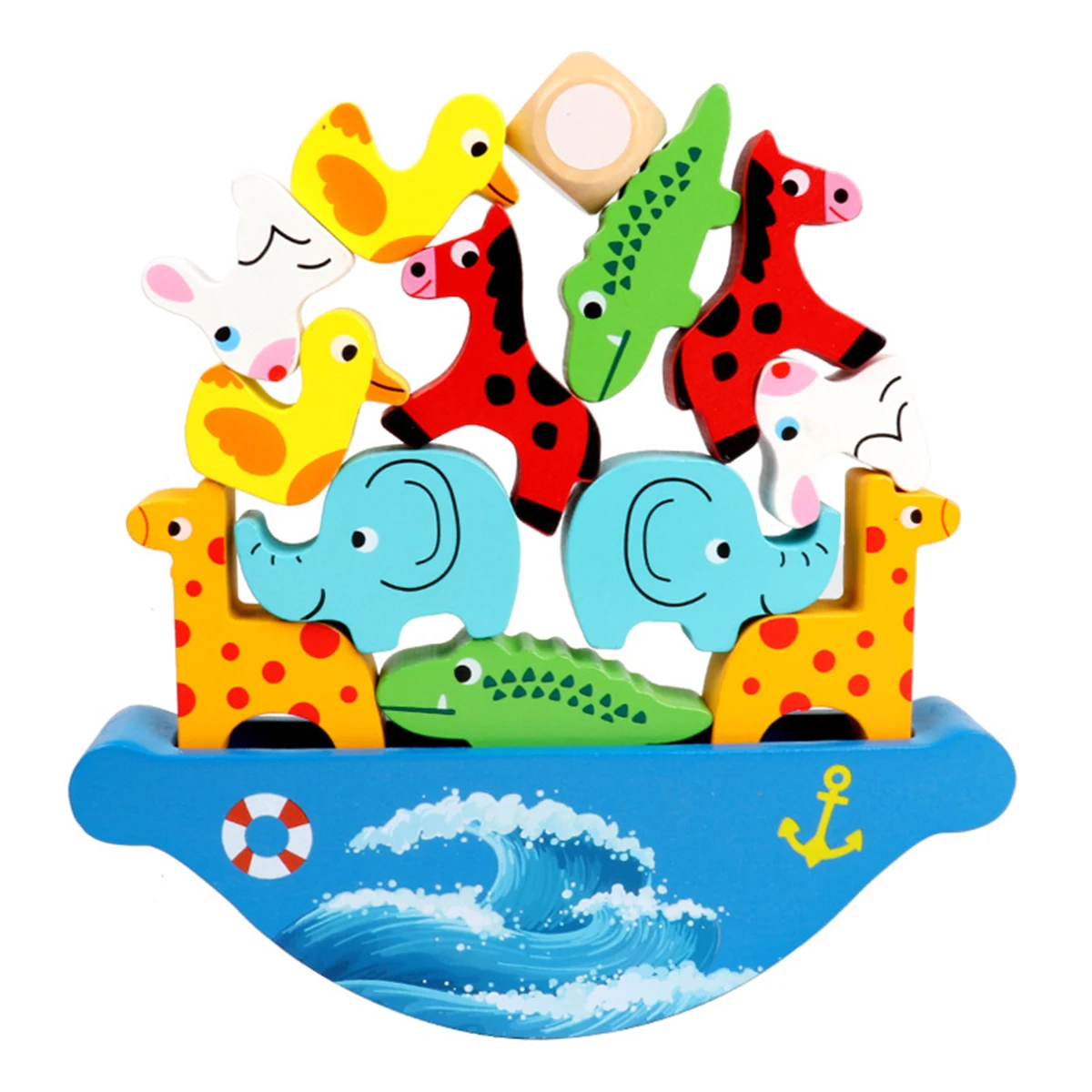 Обучающие деревянные балансирующие игры штабелируемые блоки с животными ковчег