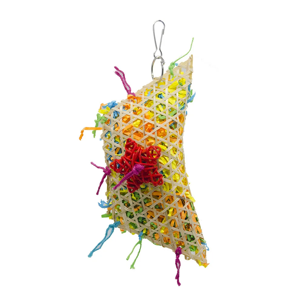 Игрушка рыбка в форме листка попугай с начесом трава веревка игрушка для птиц