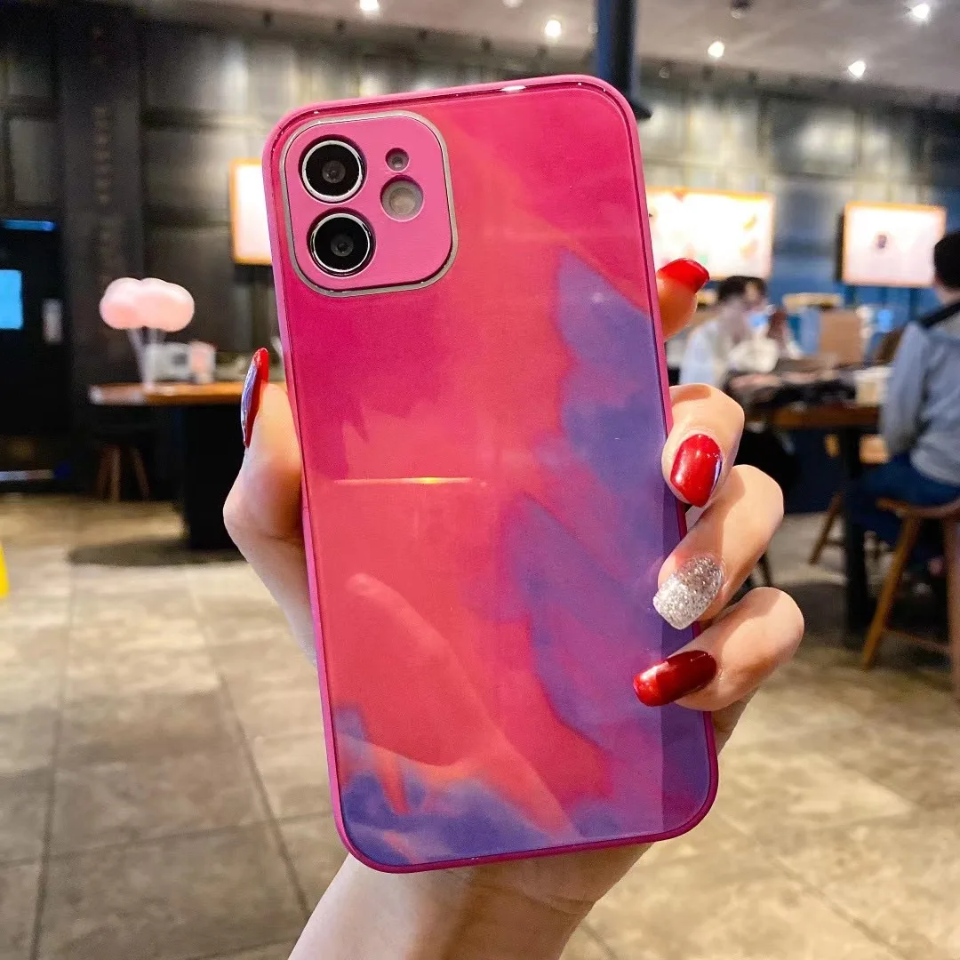 Роскошный чехол из градиентного стекла для 12 11 Pro Max глянцевое стекло силиконовый