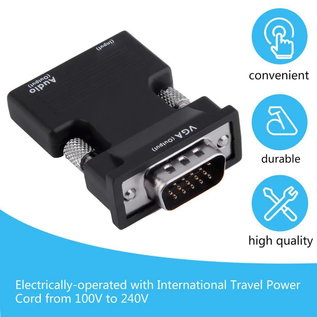 Адаптер HDMI совместимый с женским и мужским разъемами VGA поддержка 1080P выход сигнала новый комплект 1