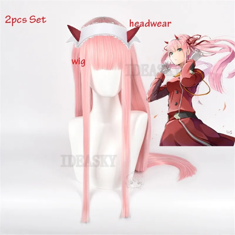 Парик для косплея из аниме любимый в FRANXX 02 ноль два длинный розового цвета