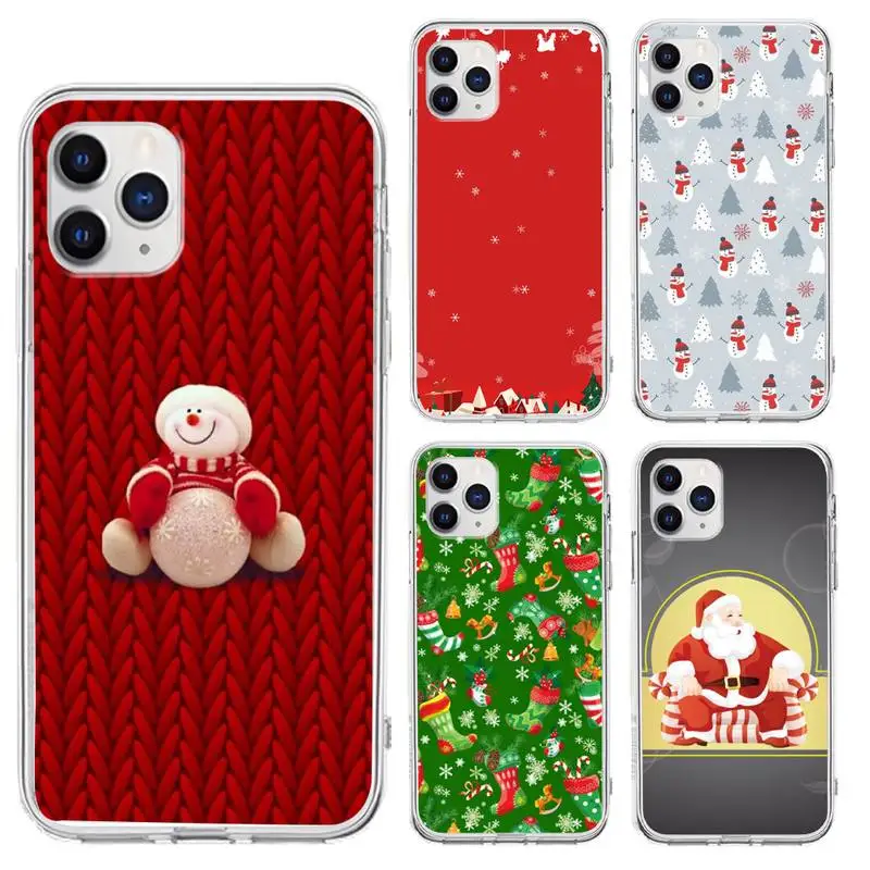 

Christmas Santa Reindeer Tree Phone Case for iphone 6s 7 8plus xr xs max 11 12 13 pro max mini funds clear