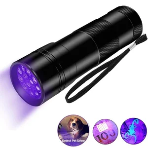 Imported 12LED 395nm Ultraviolet Flashlight Portable UV Blacklight Handable Detector Torch Light For Dog Cat 
