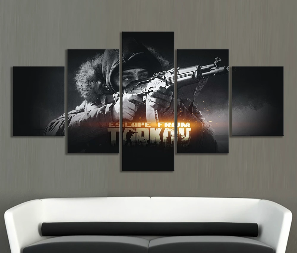 5 шт. черно белая Настенная картина HD Solider с пистолетами побег из игры тарков