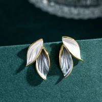 2021 new s925 silver metal trendy summer fresh lovely sweet grey leaf dangle earrings for women fashion jewelry gifts wholesale