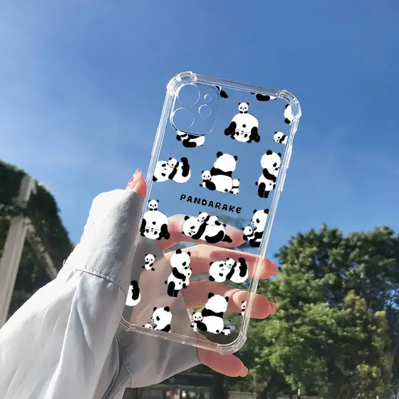 

Cute Cartoon panda Phone Case Transparent for Clear iPhone 11 12 8 7 6 6S XS MAX Plus X 5S SE 2020 XR mini pro