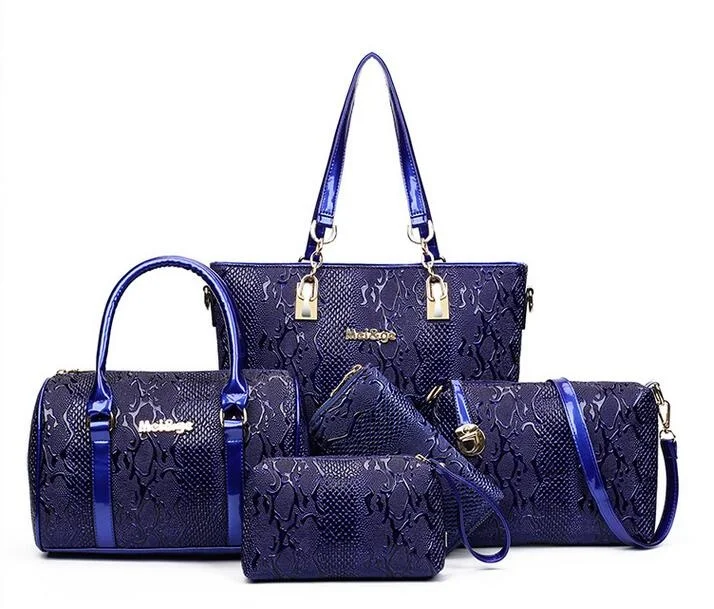 

5 sets Luxury Brands Women Tote+Shoulder/Messenger+Clutch Composite Bags High Quality Serpentine Handbag Designer Famous bags