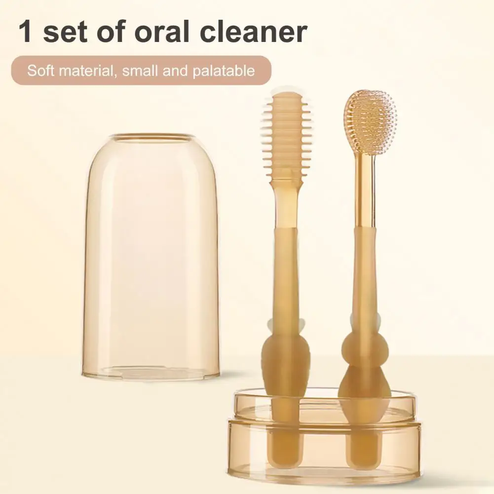 

1Set Infant Toothbrush 360 Degree Cleaning Dental Care Portable Baby Tongue Brush Toothbrush Kit for Household