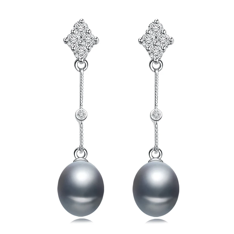 grey pearl earring Богемные жемчужные серьги, 925 серебряные ювелирные изделия, серьги из натурального пресноводного жемчуга для женщин, трендовые свадебные подарки для девушек, белые капли воды - Цвет камня: grey pearl earring