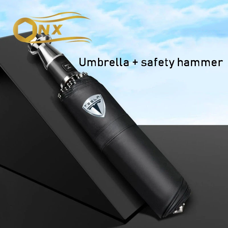 

Car fully automatic Umbrella Safety hammer umbrella For Tesla Model3 Y S X 125CM umbrella