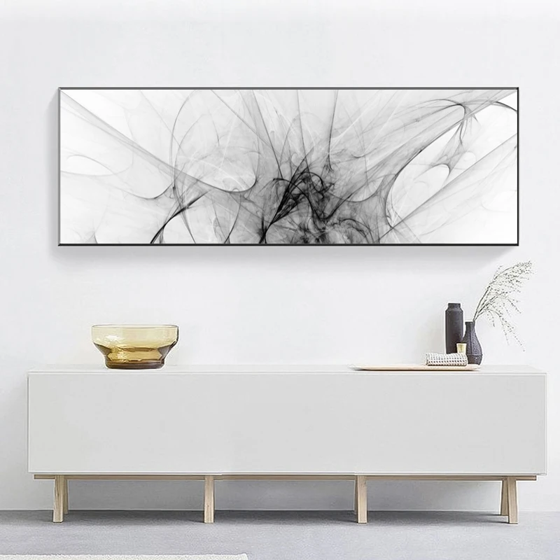 

Nordic Abstract Black and White Ink Line Canvas Painting Art Posters and Prints Wall Art Pictures for Living Room Decor No Frame