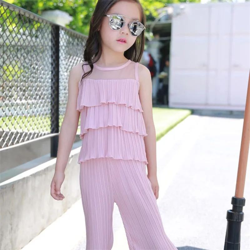 Летние комплекты из двух предметов для девочек детской одежды 4 5 6 8 9 10 12 лет