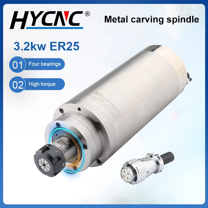 

CNC metal 380v ER25 3.2kw water-cooled spindle 4 bearing constant power motor mold machine tool engraving and milling machine