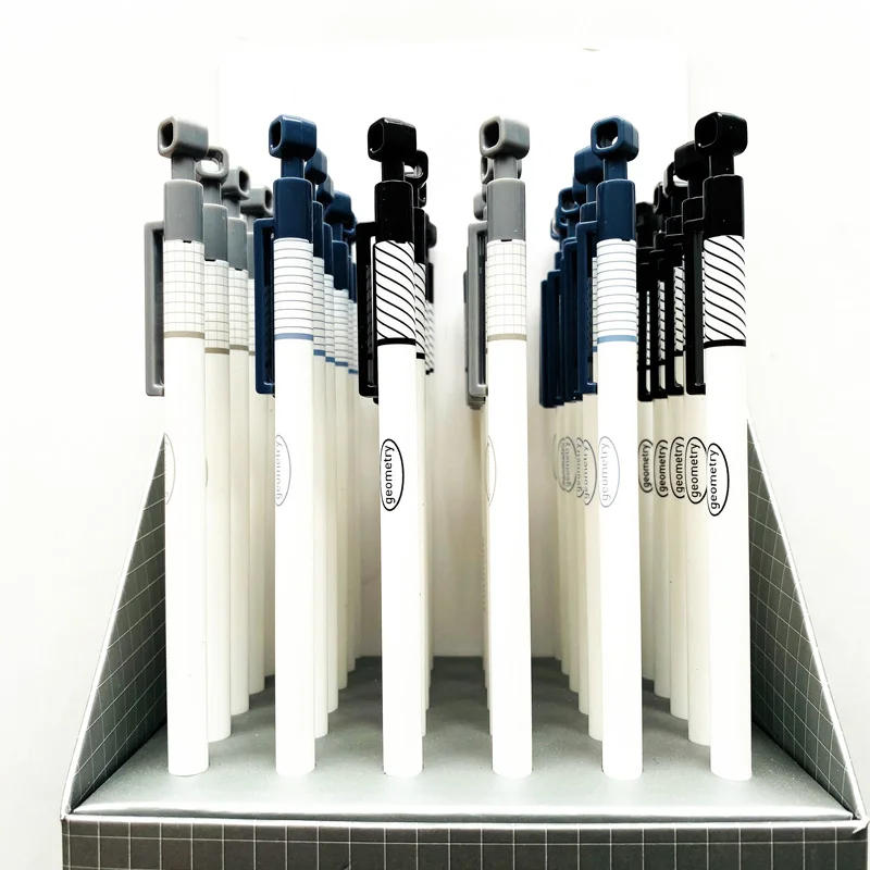 

3pcs/Lot Simple White Geometry Press Automatic Mechanical Pencil School Office Supply Student Stationery 0.5mm