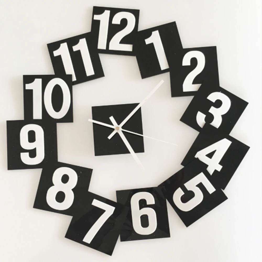 

Wall Clock Digital Block Combination Wall Sticker DIY Removable Wall Clock1