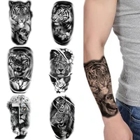 12pcsset temporary tattoos stickers lion tiger wolf fake hand tatoo body jewelry cool stuff fashion makeup