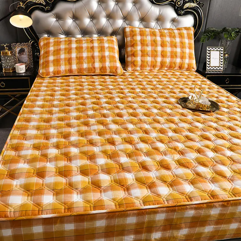 Утолщенная стеганая простыня для кровати наматрасник чехол теплый мягкий