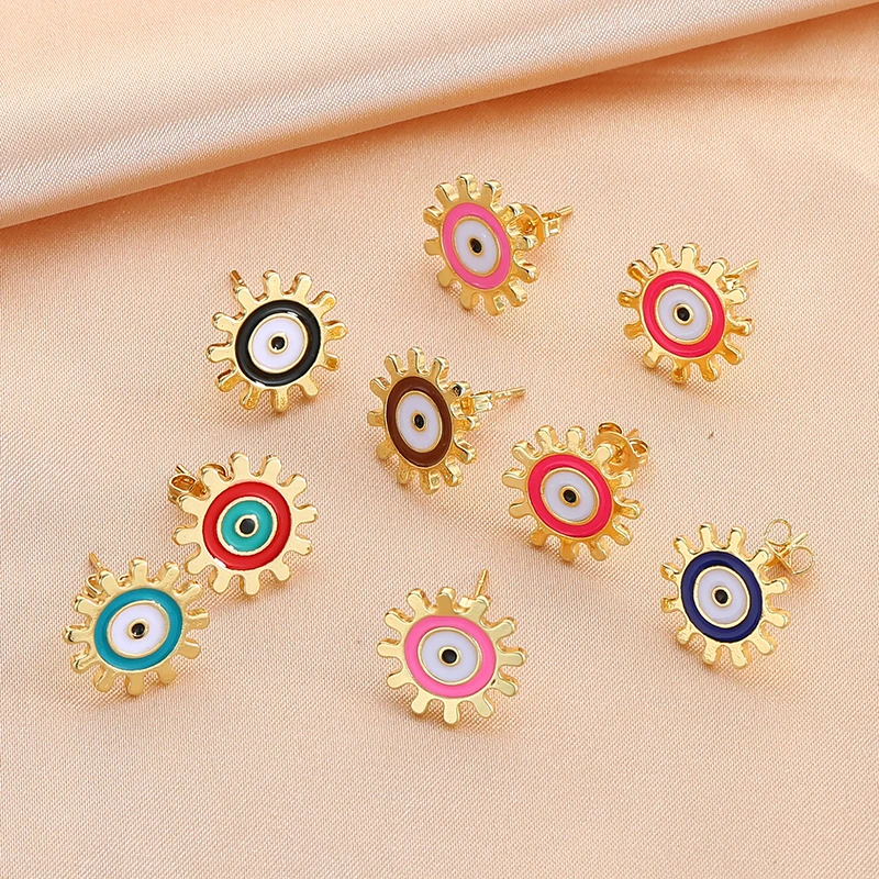 

2021 New Arrivals Fashion Color Gear Eye Stud Earrings For Women Personalized Jewelry Party Gift