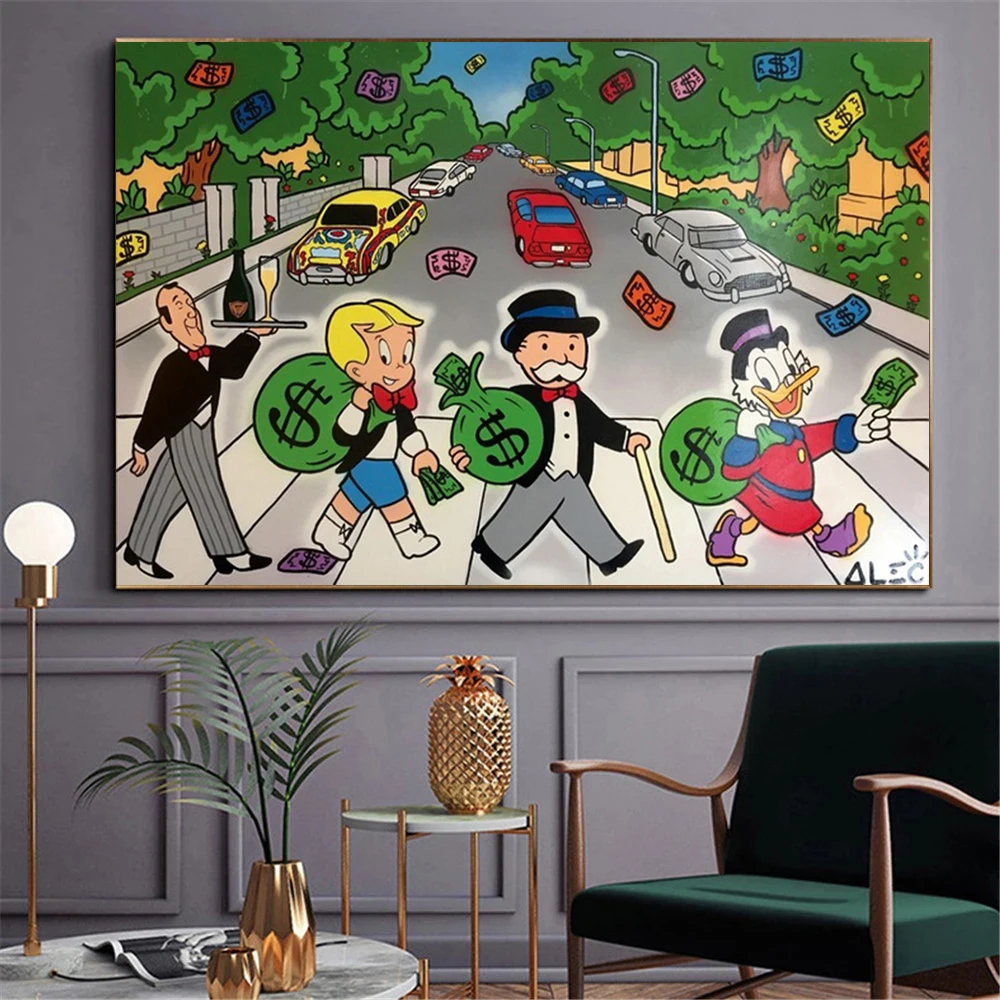 

Alec Monopoly Street Art Posters and Prints Canvas Paintings Wall Art Pictures for Living Room Decor No Frame