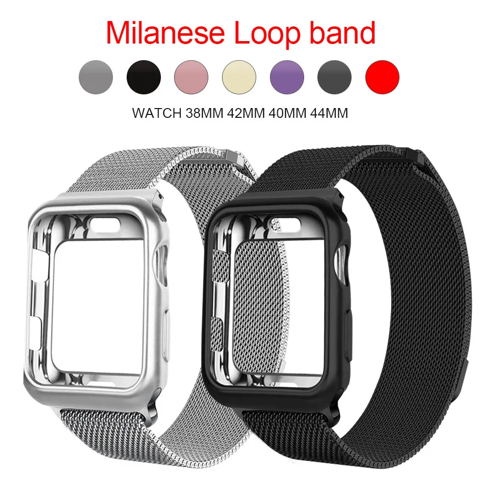 Миланский ремешок+ чехол для 38 мм 42 мм apple iwatch series 3 2 1 ремешок 40 мм 44 мм для apple watch 4 pulseira аксессуары для браслетов