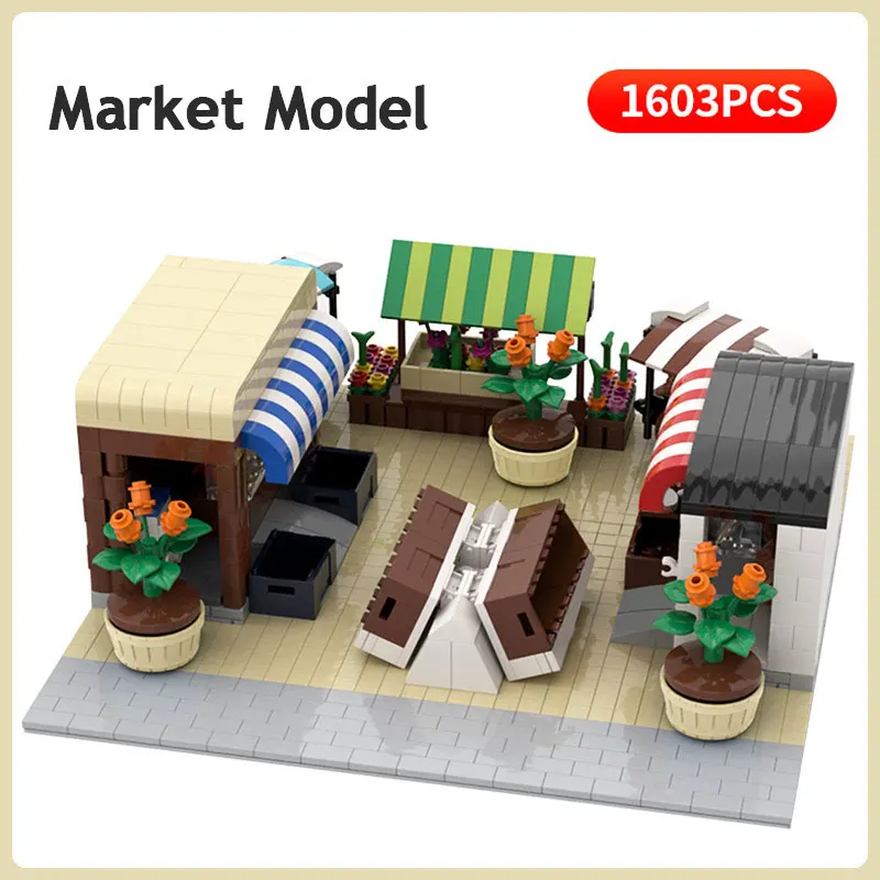 

City Street View MOC Building Blocks Shop Model 2020 Retail Store Market Architecture Scene DIY Toys for Children Xmas Idea Gift