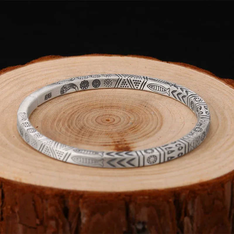 

Vintage Ethinic Lovers' Cuff Bracelet for Women Men Tibetan Silver Plated Totem Goth Bangle Bracelet