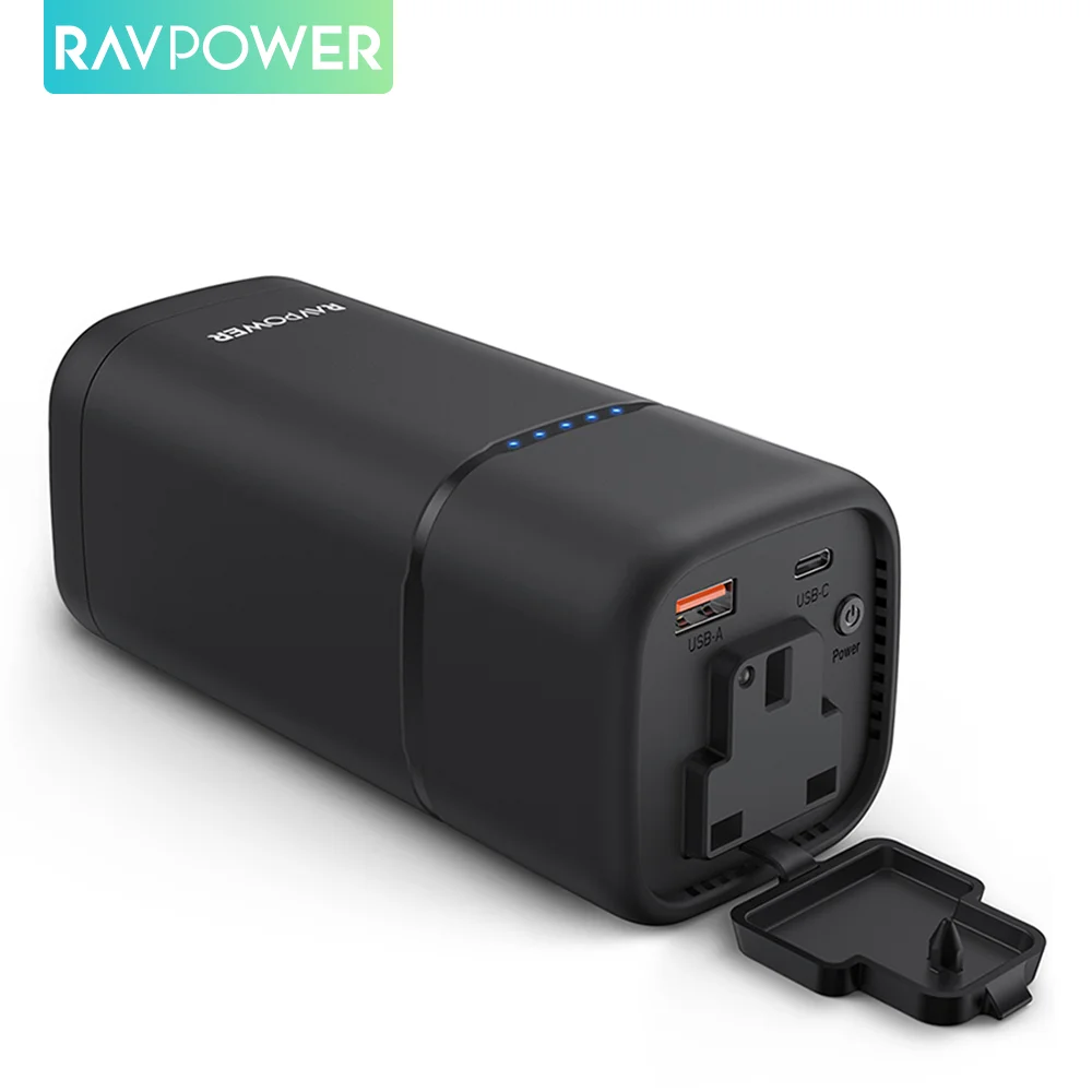 

RAVPower Power Bank 20000mAh 80W AC Outlet Powerbank PD 30W QC 3.0 Portable Charger External Battery for Laptop Tablet iPhone 12