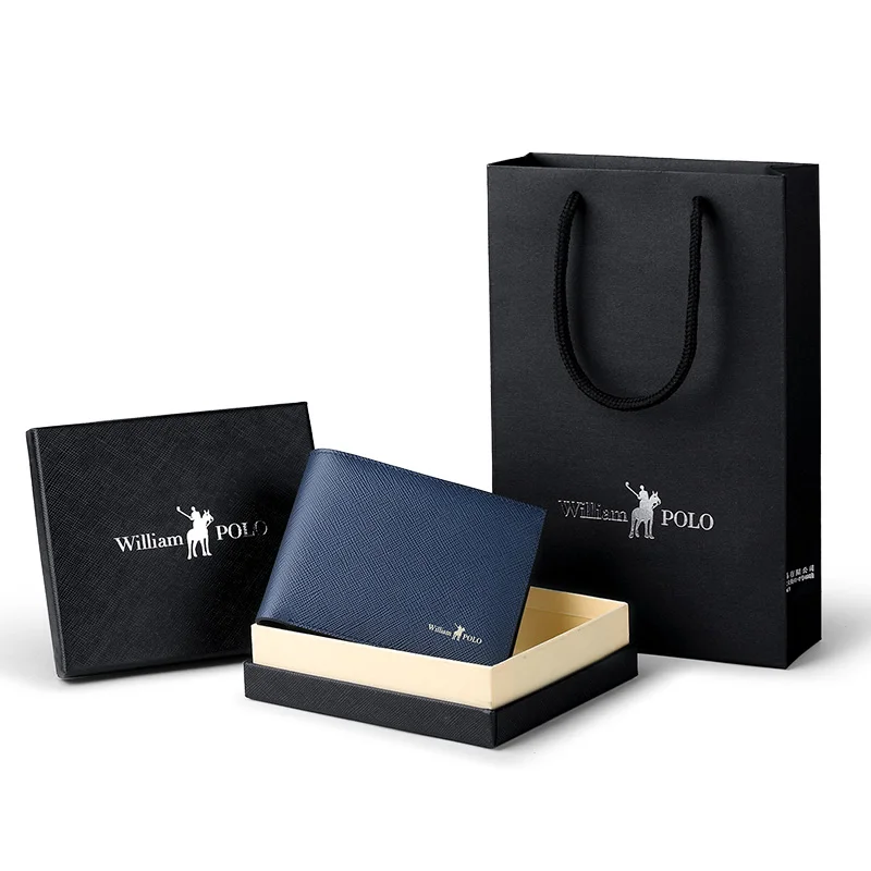 Двухскладной мужской кошелек WILLIAMPOLO Тонкий минималистичный бумажник из