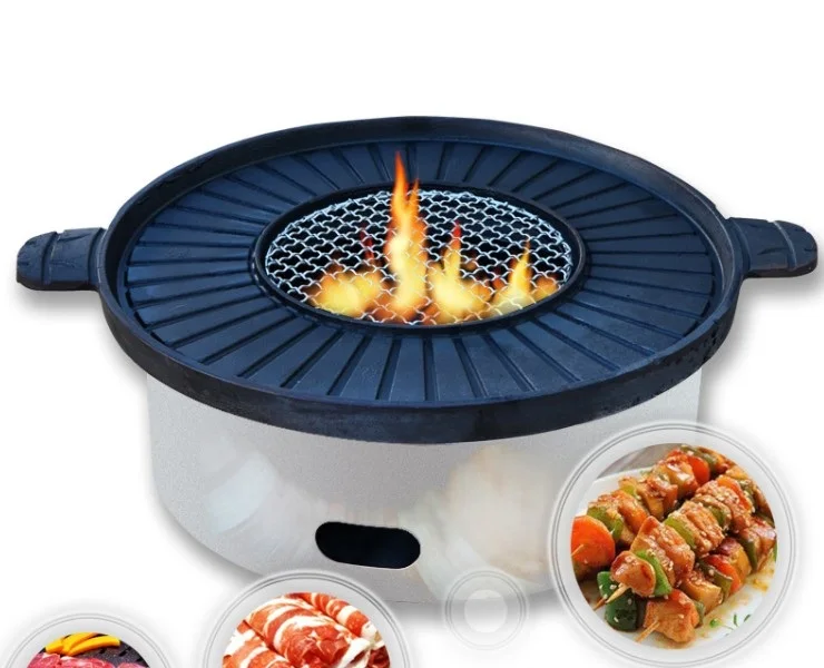 Multi-purpose cast iron barbecue grill  frying baking pan bbq pot fried meat pan teppanyaki 051-6