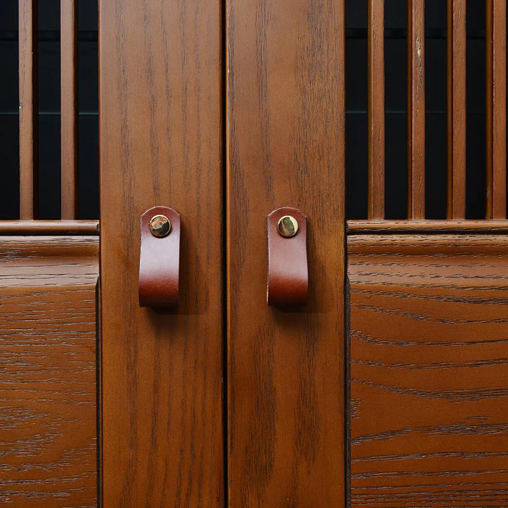 

Leather Cabinet Knobs And Handles For Kitchen Cupboard Door Pulls Black Brown Furniture Handle Wardrobe Dresser Knobs