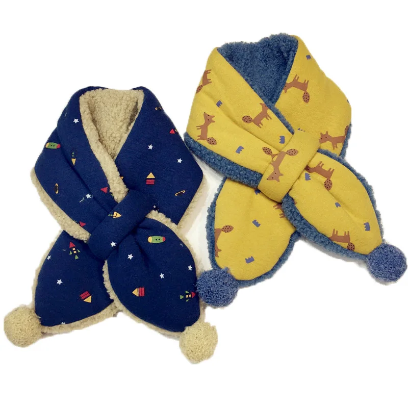 

Autumn and Winter New Fashionable and Versatile Printed Lamb Hair Children's Scarf / Bib