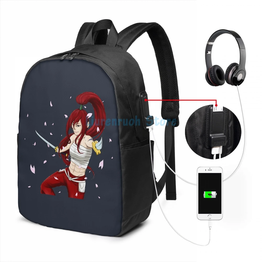 Забавный рюкзак с графическим принтом Алая Hakama USB-зарядкой мужские школьные