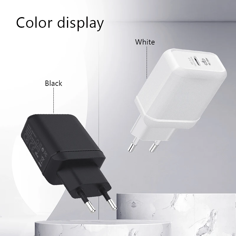 

EKSPRAD for iPhone 11 Pro PD Charger 18W USB C PD3.0 QC3.0 Fast Charger with Cable for ipad iPhone Phone Wall Charger US/EU Plug