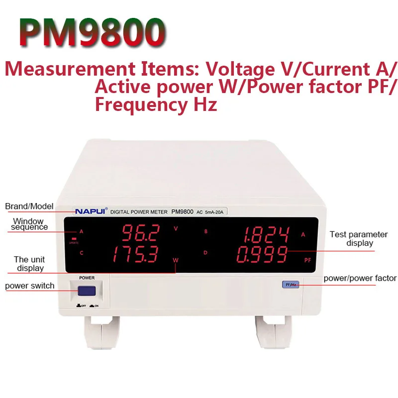 

NEW AC 100-240V Digital Electric Factor Multifunction Price Dynamometer Power Meter Electrical Parameter Tester PM9800