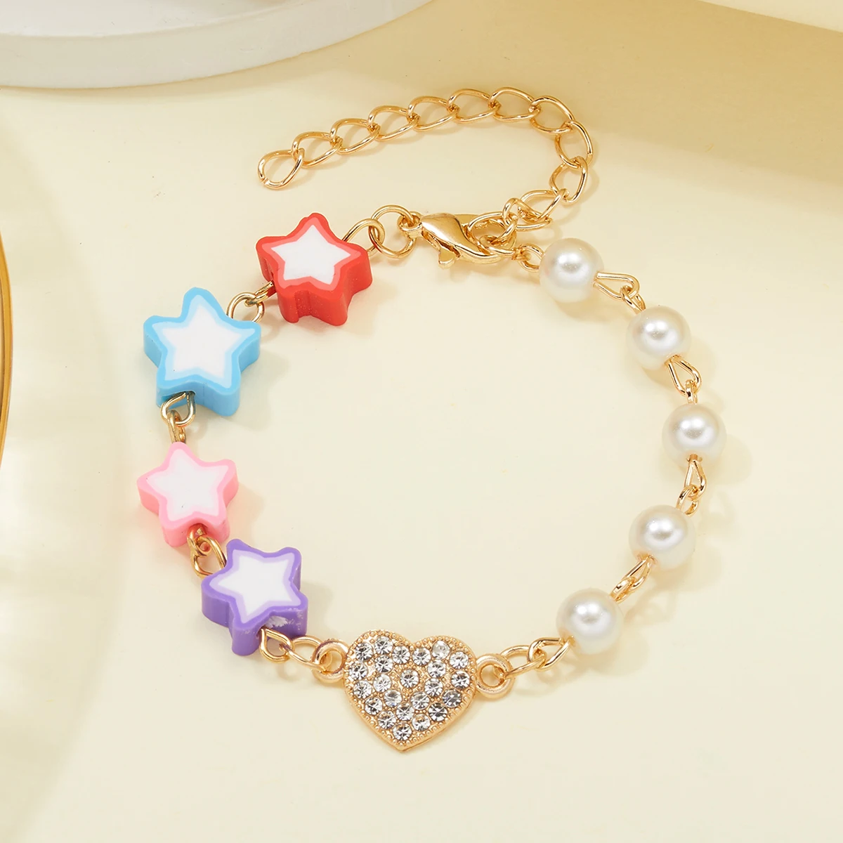 

Boho Colorful Star Butterfly Heart Zircon Bracelets For Women Friendship Cute Dolphin Owl Soft Pottery Clay Beads Pearl Bracelet