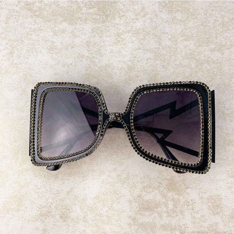 Квадратные Солнцезащитные очки с бриллиантами для женщин и мужчин большие