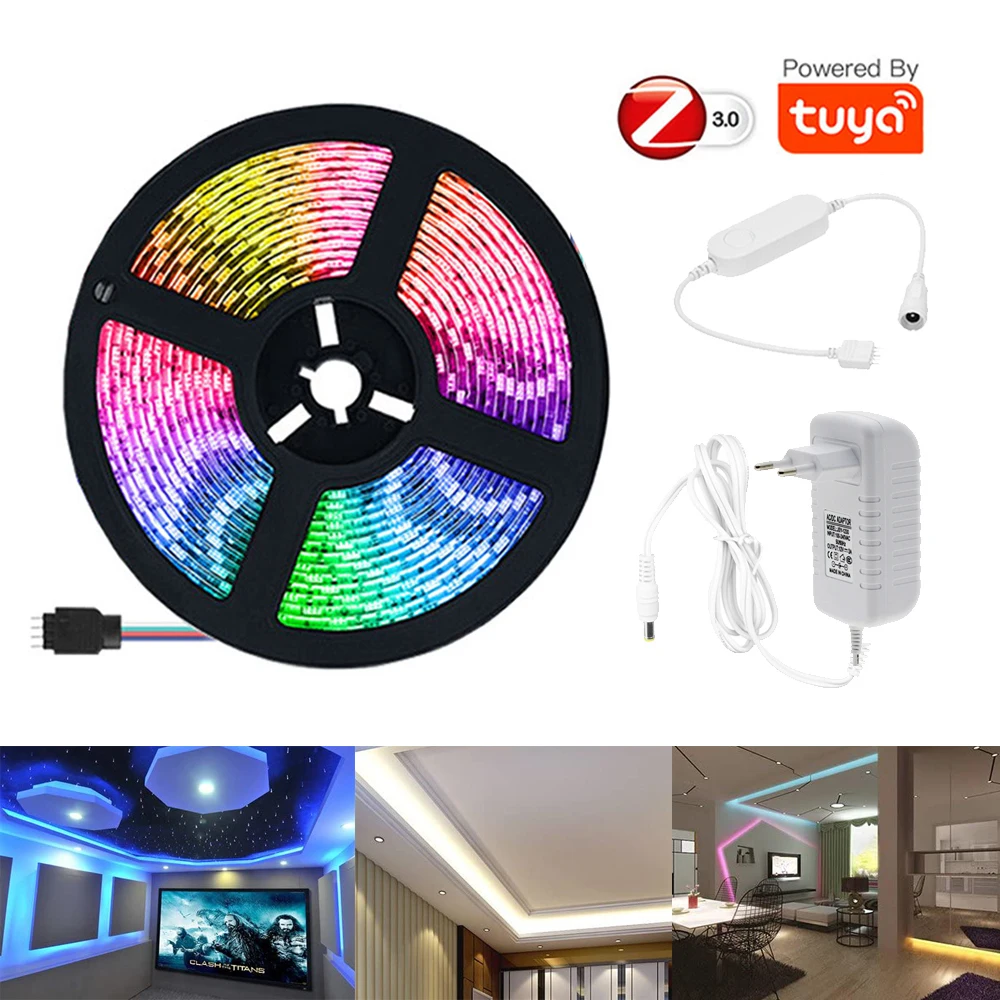 Умная Светодиодная лента TUYA Zigbee 1 м 2 3 4 5 5050 RGB с регулируемой яркостью светильник
